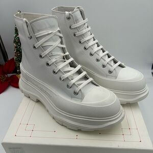$1150 Alexander McQueen Men\'s White Tonal Leather Chelsea Boots Shoes Size 44 $1150 Alexander McQueen Men main image 4